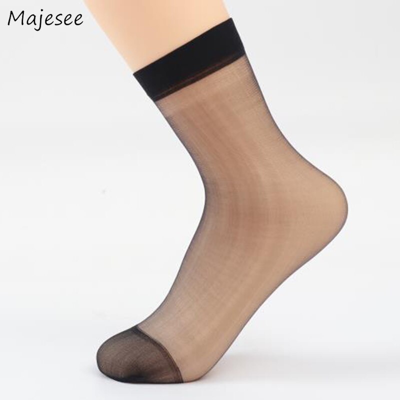 Socks Women Summer Thin Transparent Solid Elegant Breathable High Elasticity Daily Casual Soft Womens Sock Fahsion All-match