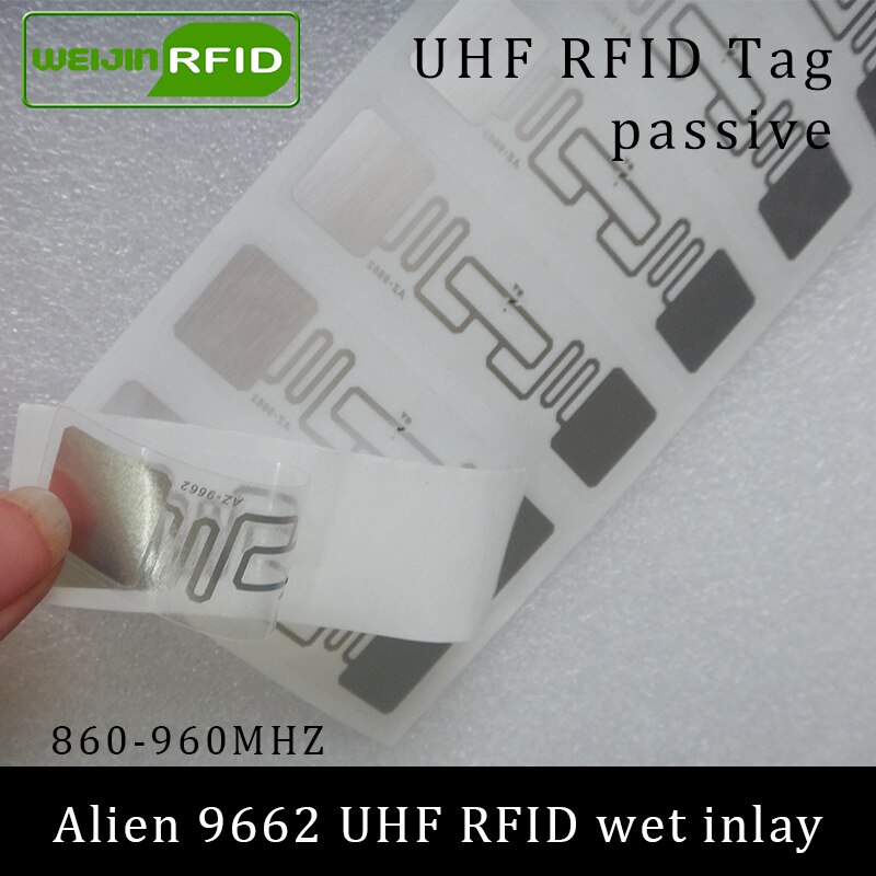 UHF RFID tag sticker Alien 9662 wet inlay 915mhz 900 868mhz 860-960MHZ Higgs3 EPCC1G2 6C smart adhesive passive RFID tags label