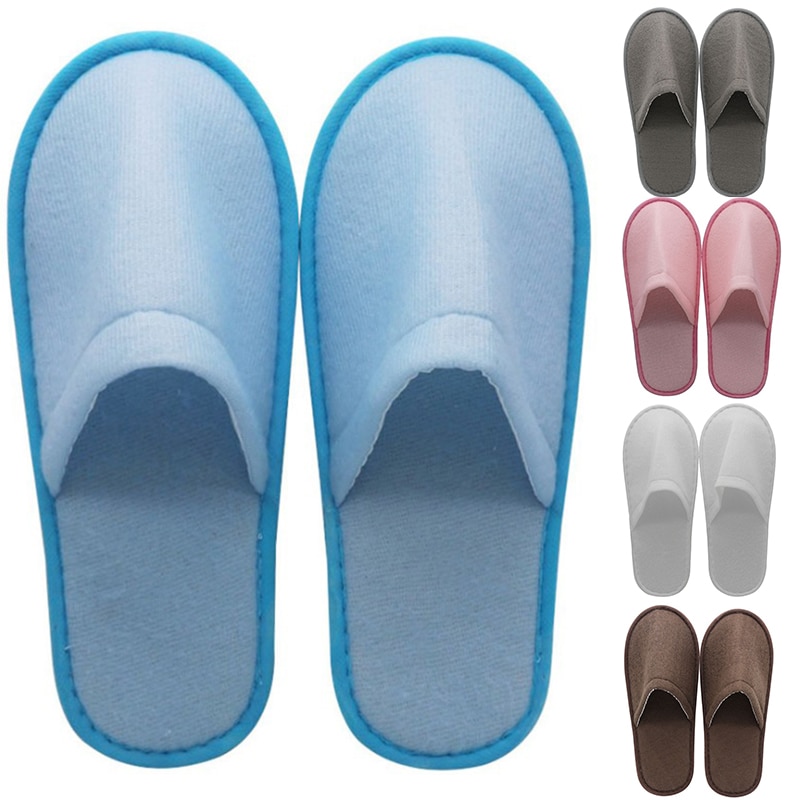 1Pair Simple Slippers Women Men Travel Spa Slippers Party Sanitary Home Guest Use Fluffy Slipper Unisex Disposable Slippers