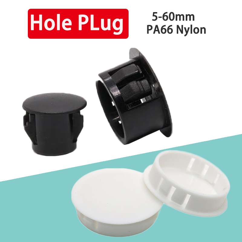 Plastic Plugs Cover Hole Nylon Plugs Dust Caps Flat Head Reserved Hole Plugging Panel Kongsai Table Box Extra 16 Hole Black Plug