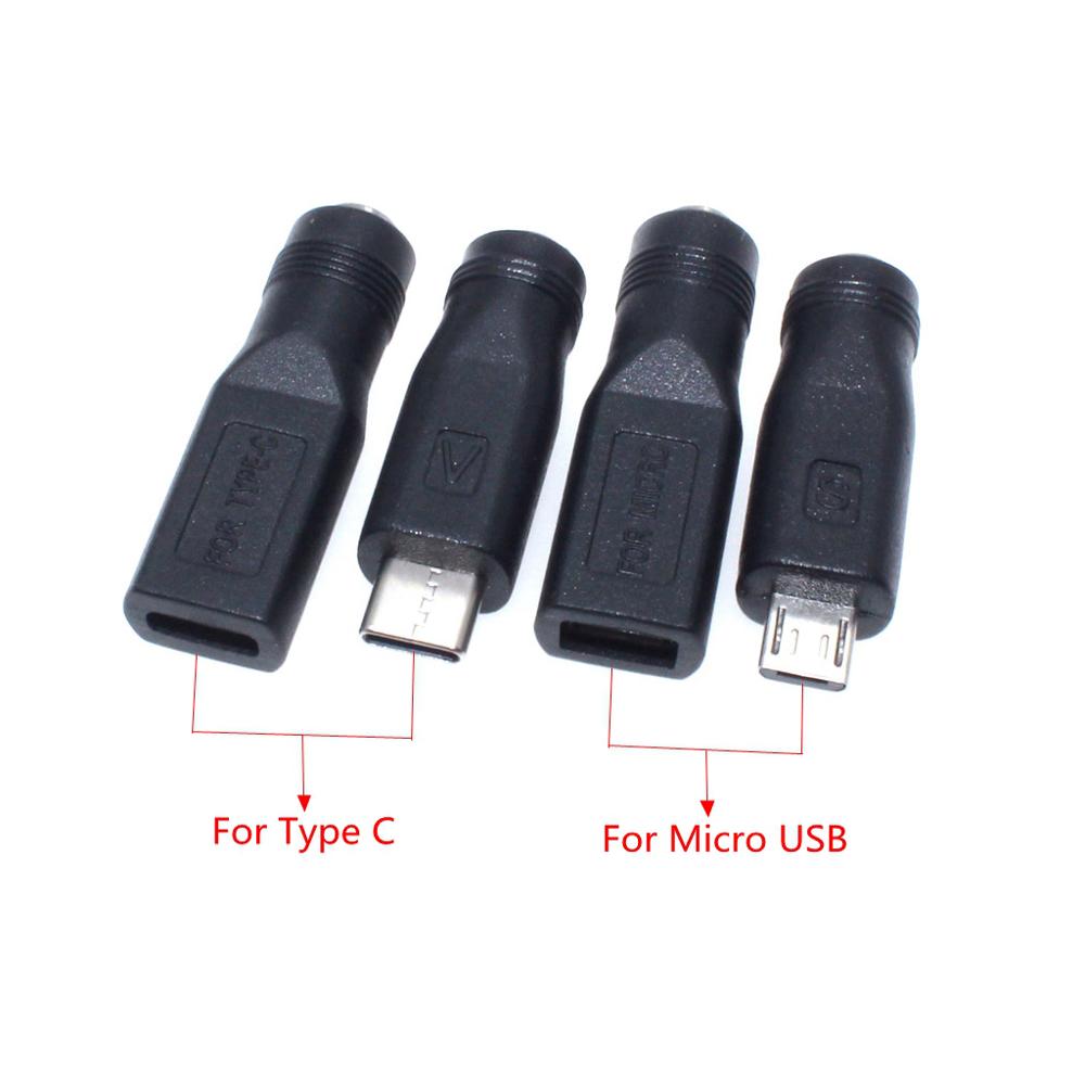 5V DC 5.5*2.1 Power Jack To Micro USB/ Type C Female DC 5.5mmx2.1mm Power Connector Adapter