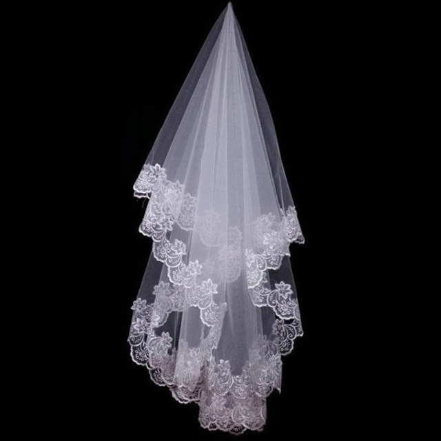 Women 120CM One Layer Lace Edge Wedding Veil Ivory Long Bridal Viel Wedding & Events Bridal Hair Accessories