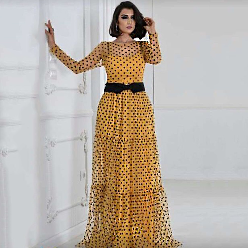 MD Robe Africaine Polka Dot Mesh Dresses For Women Plus Size Party Gowns Ladies Ankara Dashiki Clothing 2021 Summer Fashion 182#