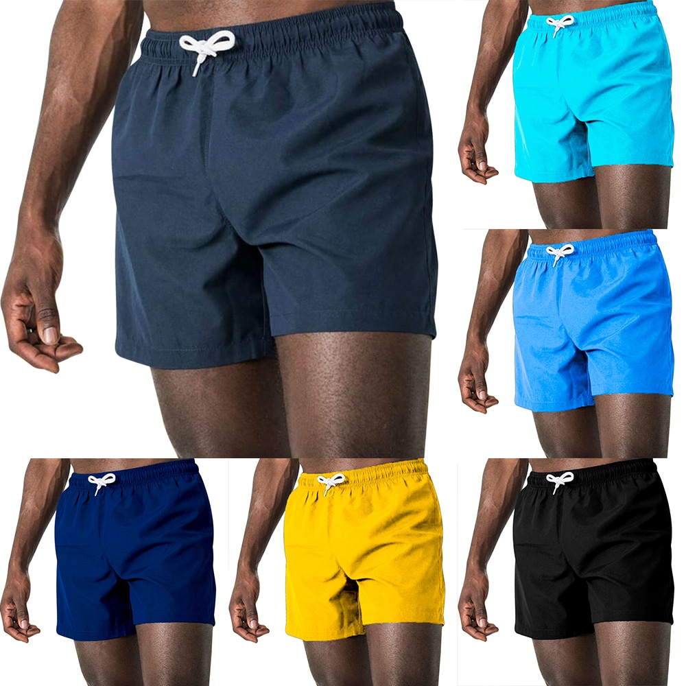 2020 Solid Quick Drying Fitness Shorts Casual Loose Streetwear Men's Swimming Runnning Trunks Size Beach Shorts