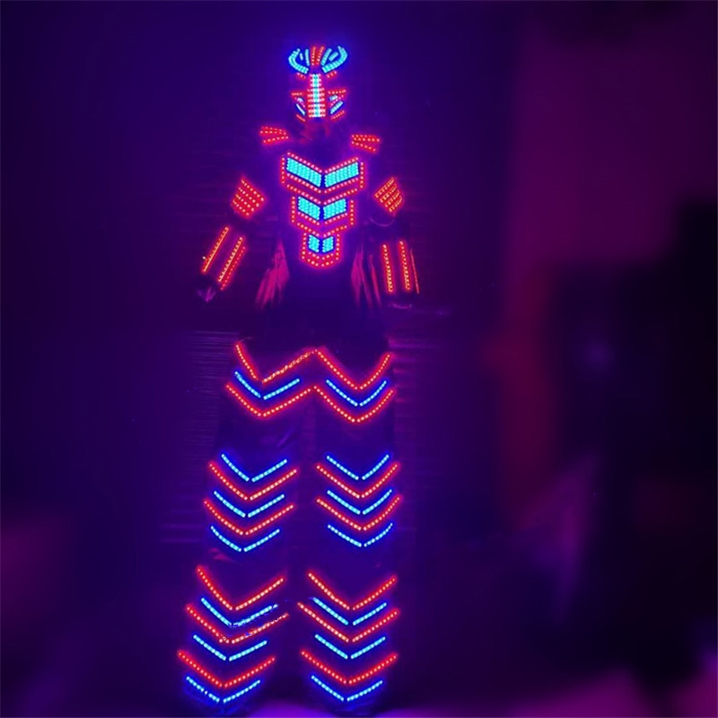 RGB 7 colour change led robot costume stage stilts clothing bart event evening party nightclub stage show DJ luminous armor