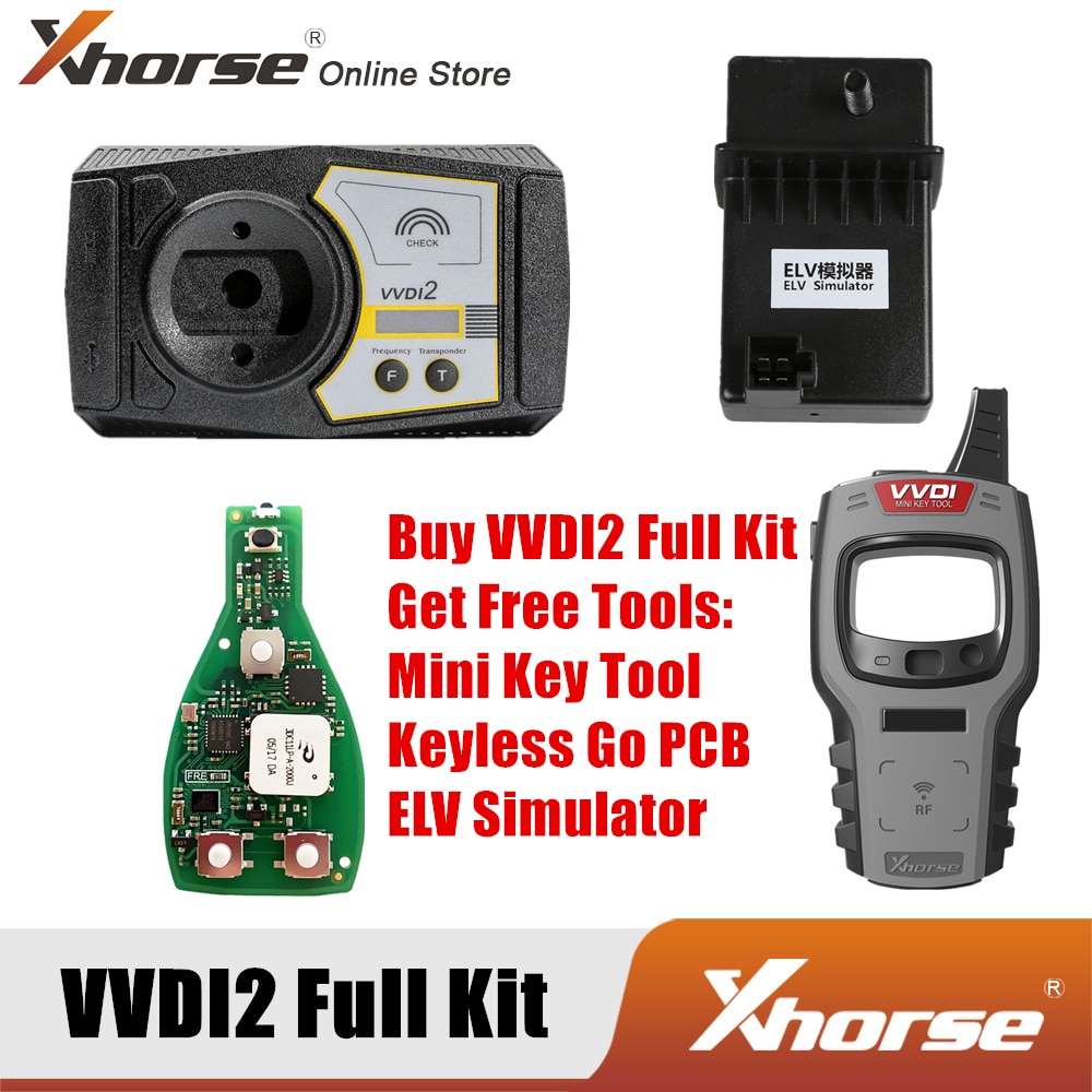 Xhorse VVDI2 Full Kit V6.8.2 with OBD48+96bit 48+MQB+For BMW FEM/BDC Get Free Mini Key Tool+Xhorse Keyless Go PCB+ELV Simulator