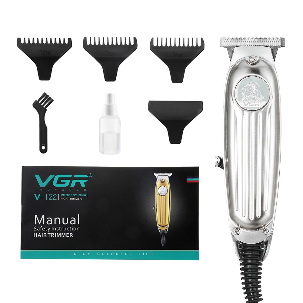 VGR V-122 full metal R-shaped blade high-power electric hair clipper for men's professional barber shop household
