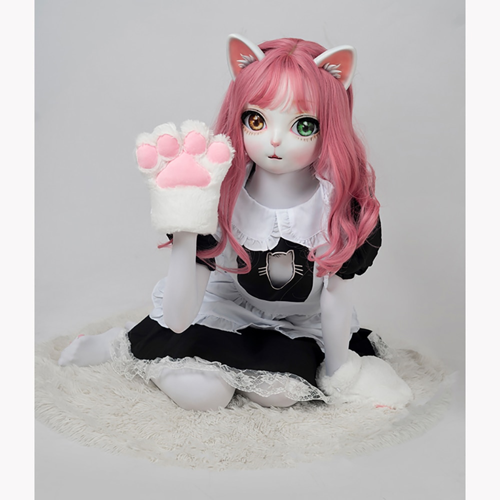 (HD04) Quality Handmade Female Cat Girl Resin Half Head Cosplay Japanese Role Play BJD Kigurumi Mask Crossdresser Doll Mask
