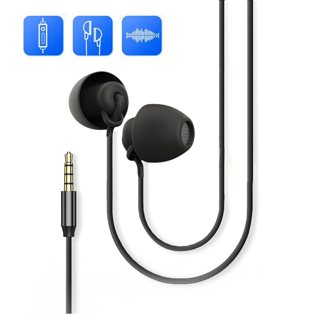 3.5mm Wired In-ear Stereo Music Silicone Soundproof Sleeping Headset Earphone