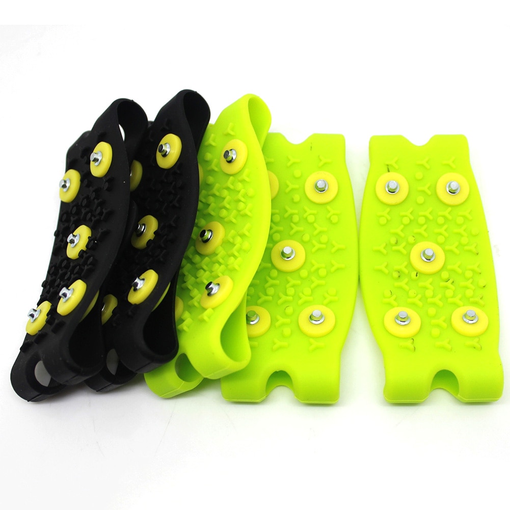 2020 1 Pair Snow Ice Climbing Anti Slip Spikes Grips Crampon Cleats Stud Black Shoes Crampon Silicone Ice Gripper Shoes Cover