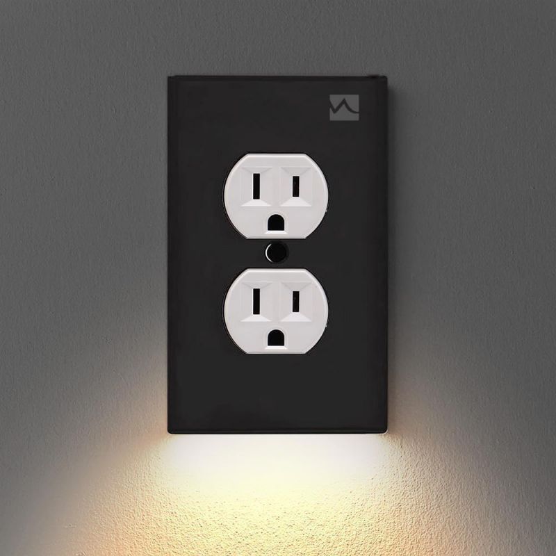 Outlet Wall Plate With LED Night Lights - no Batteries or Wires Wall EU Power Socket Outlet PC Panel For Room Hallway Pathway To