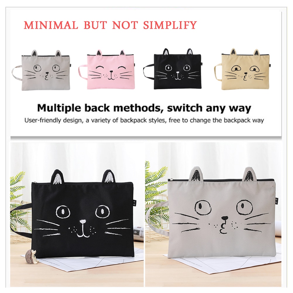 Cute Cat Printed Pencil Case Student School Stationery Box Oxford Storage Bag Multi-functional Studying Accessaries Supplies