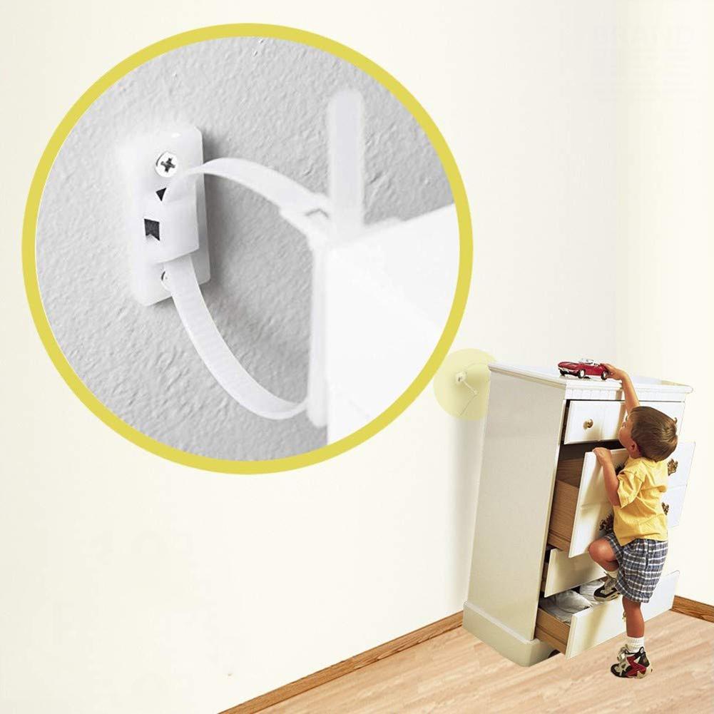 Furniture Anti Tip Strap Baby Proof Cabinet Wall Anchors Children Pet Protection
