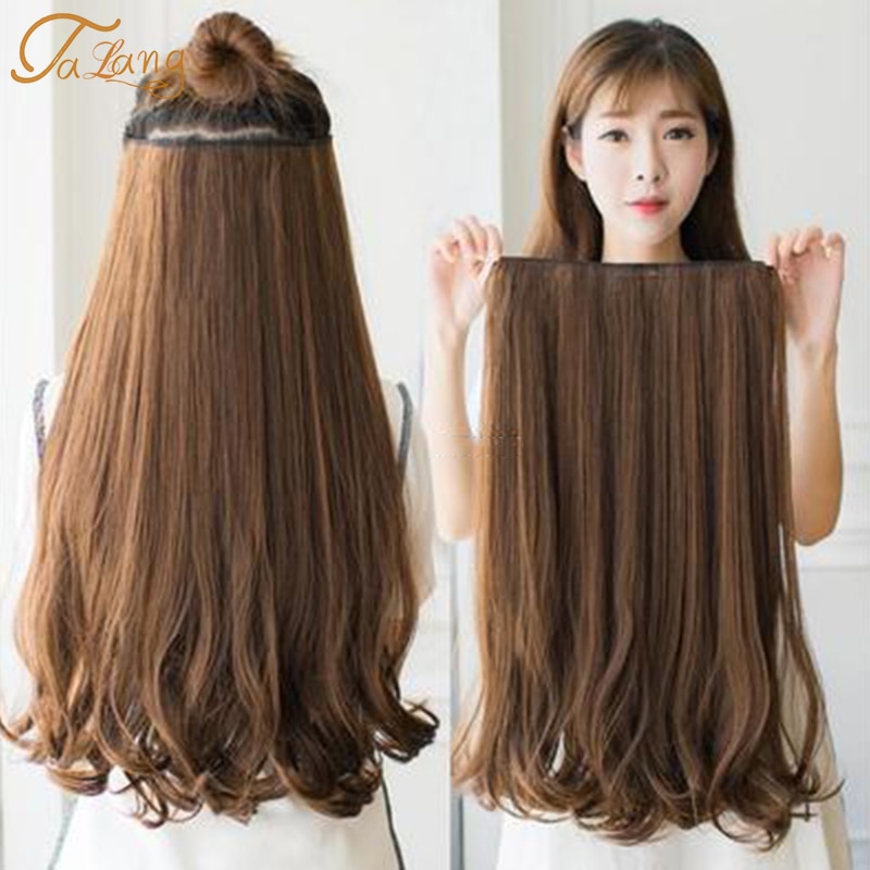 TALANG 60cm 5 Clip In Hair Extension Heat Resistant Fake Hairpieces Long Wavy Hairstyles Synthetic Clip In On Hair Extensions