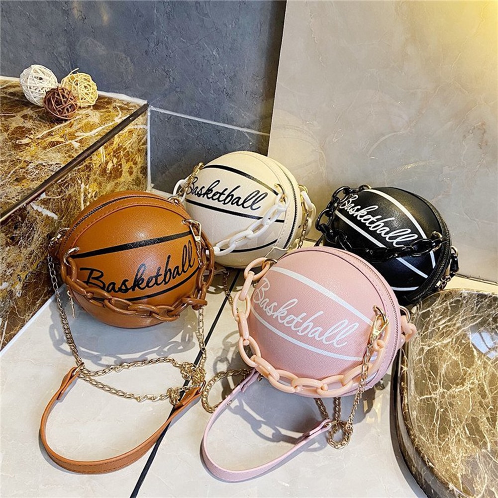 Personality Basketball Purses For Teenagers Women Shoulder Bags Crossbody Chain Hand Bags Female Leather Pink Bag Small Totes