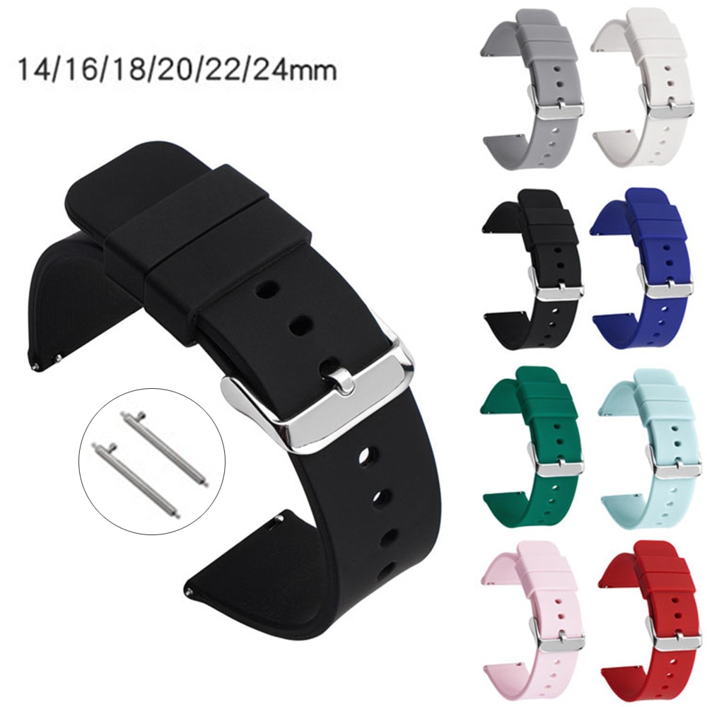 14mm 16mm 18mm 20mm 22mm 24mm Silicone Band Strap Quick Release Watchband Bracelet for Samsung Active 2 Huami Huawei Smart Watch