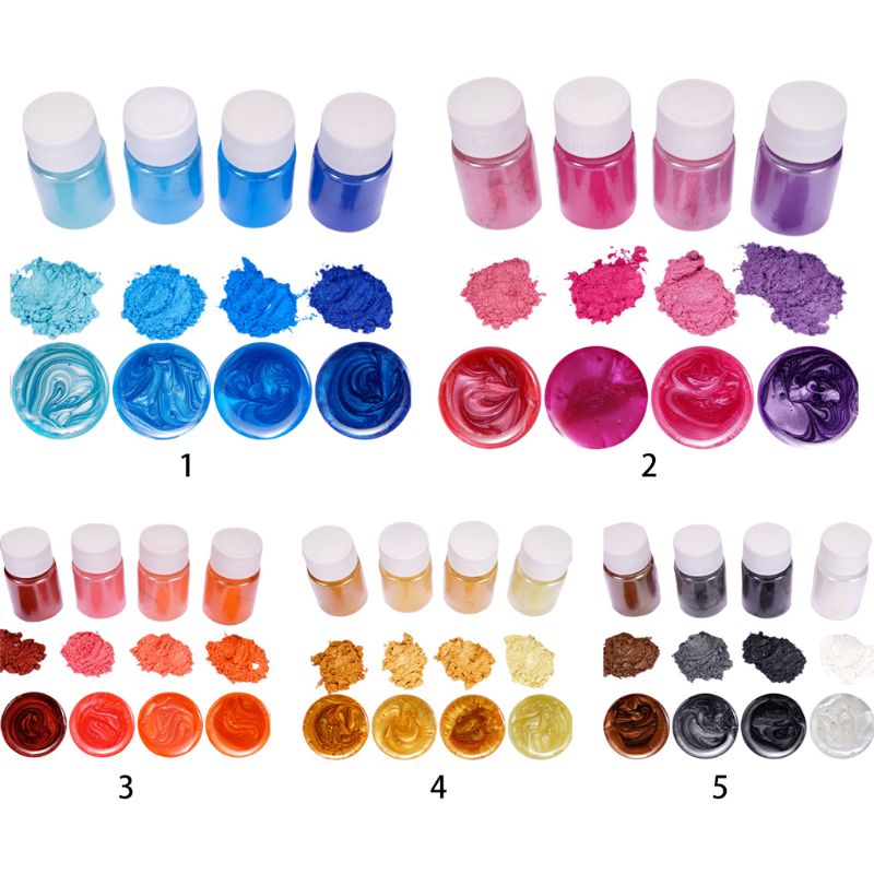 4 Pcs/set Mixed Color Resin DIY Jewelry Making Craft Glowing Powder Luminous Pigment Set Crystal Epoxy Material