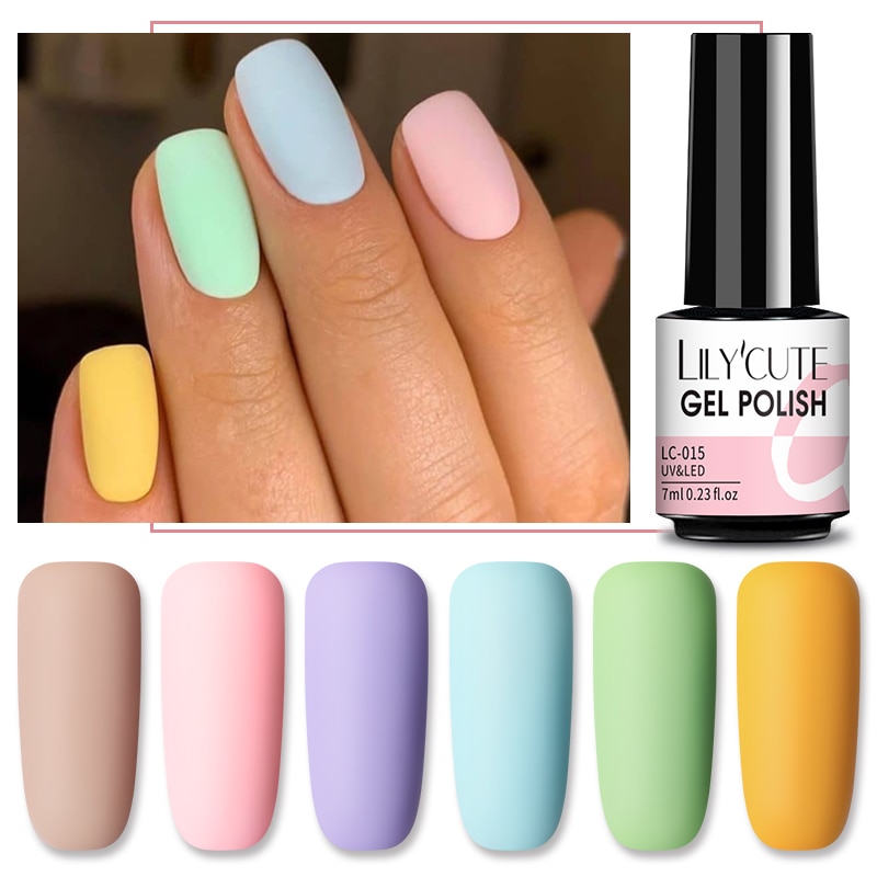 LILYCUTE Matte Gel Nail Polish Matte Top Coat Need 7ML Autumn Color Hybrid Varnish Soak Off UV Gel Nail Art Design Gel Polish