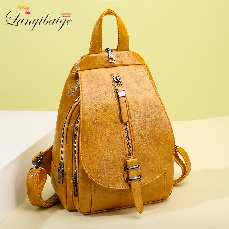 2020 New Women Backpack High Quality Oil Wax Leather Backpack Chest Bag Fashion Travel Backpack Daily Bag Backbag Mochila Sac