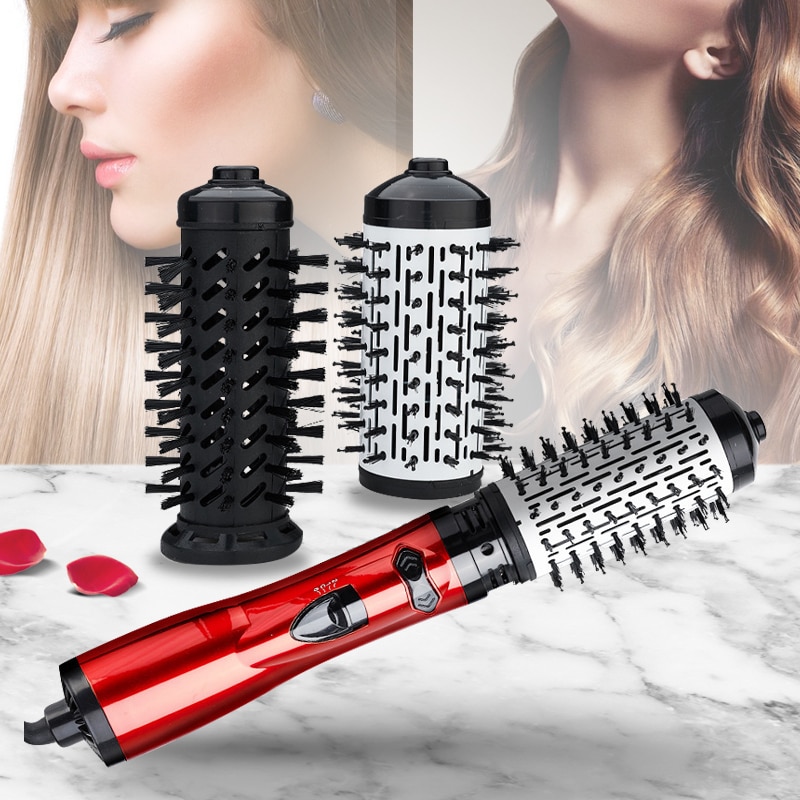 3 in 1 Rotating Electric Hair Straightener Brush Hair Curler Hair Dryer Brush Hot Air Comb Negative Ion Hair Styler Comb