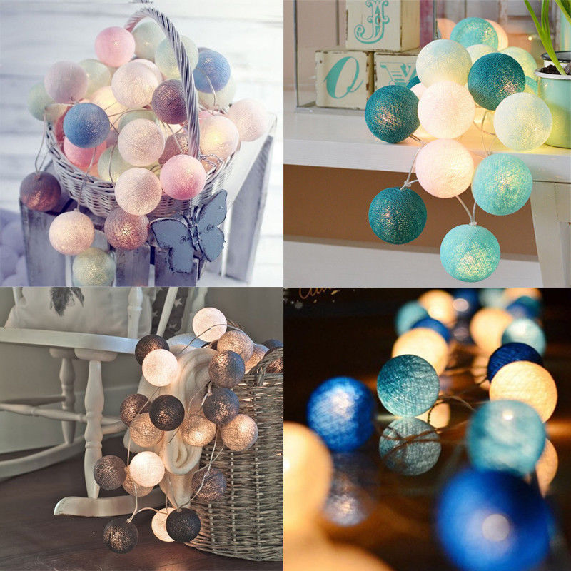 USB Cotton Ball LED Light string Holiday Lights Hanging Decor Lamp Christmas Wedding Garden Party Outdoor Decor Lantern