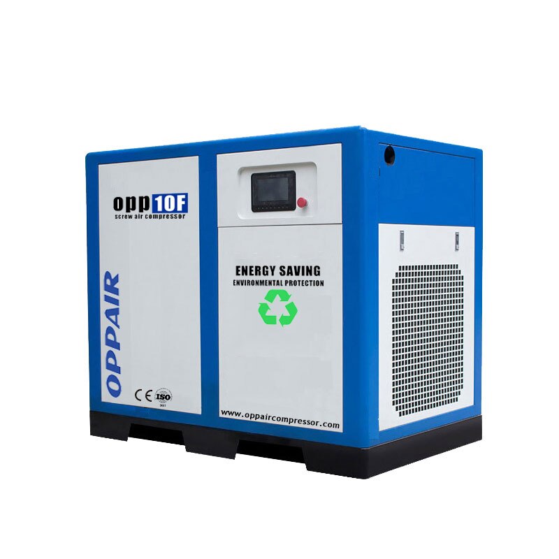 7.5kw 10HP 220V/60Hz/3P PM VSD Industrial Screw Air Compressor with Frequency Converter Oil-Less for Sandblasting Carpentry CNC