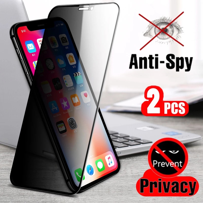 2Pcs Best Full Privacy Tempered Glass for IPhone12 6s 7 8 X XS Max XR on IPhone 11 Pro Anti Spy Screen Protector Prevent Peek