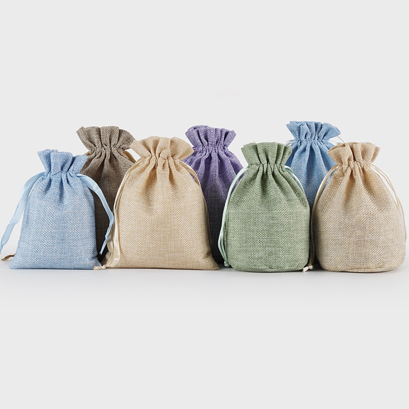 New Pouch Packaging Gift Bag Jewelry Christmas Bag Multiple Size Round Bottom Natural Resuable Jute Linen Drawstring Bags