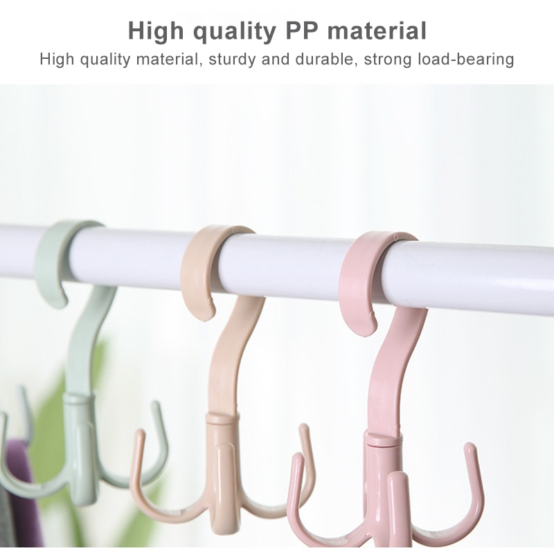 Creative rotating four-claw hook multifunctional wardrobe bag storage hook nail-free plastic tie hanger