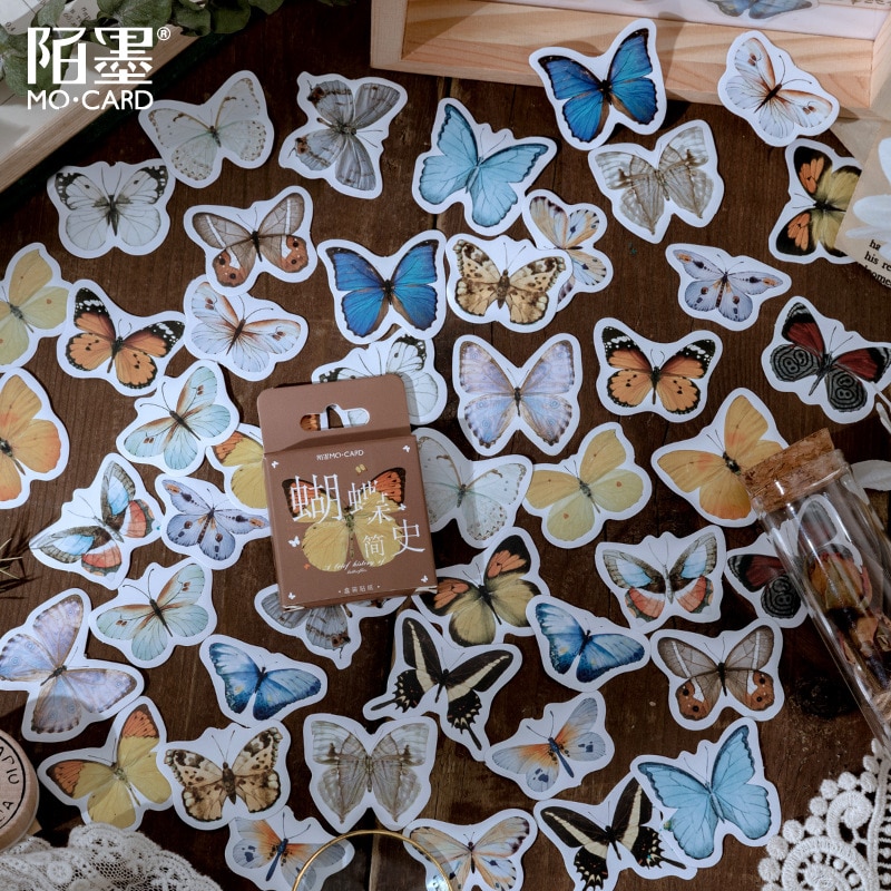 46pcs/pack Butterfly Story Mini Paper Sticker Decoration Diary Scrapbooking Label Sticker Stationery