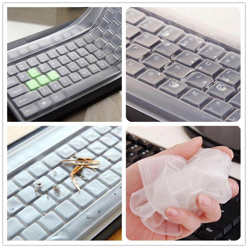 1PC Silicone Universal Waterproof Desktop Computer Keyboard Cover Skin Protector Film Cover 34cm*15cm*0.1cm