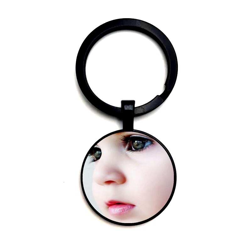 Customized Photo Glass Round Keychain Personalized Parent Siblings Children Art Photo Private Handmade Family Keychain Gift