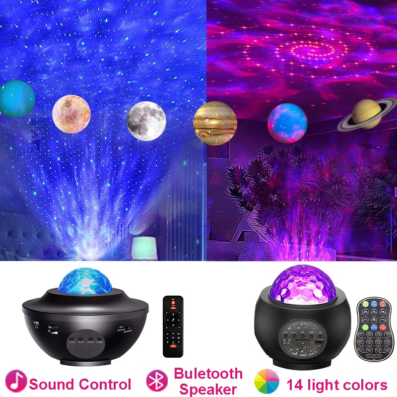 Led Star Galaxy Starry Sky Projector Night Light Built-in Bluetooth Speaker For Bedroom Decoration Child Kids Birthday Present