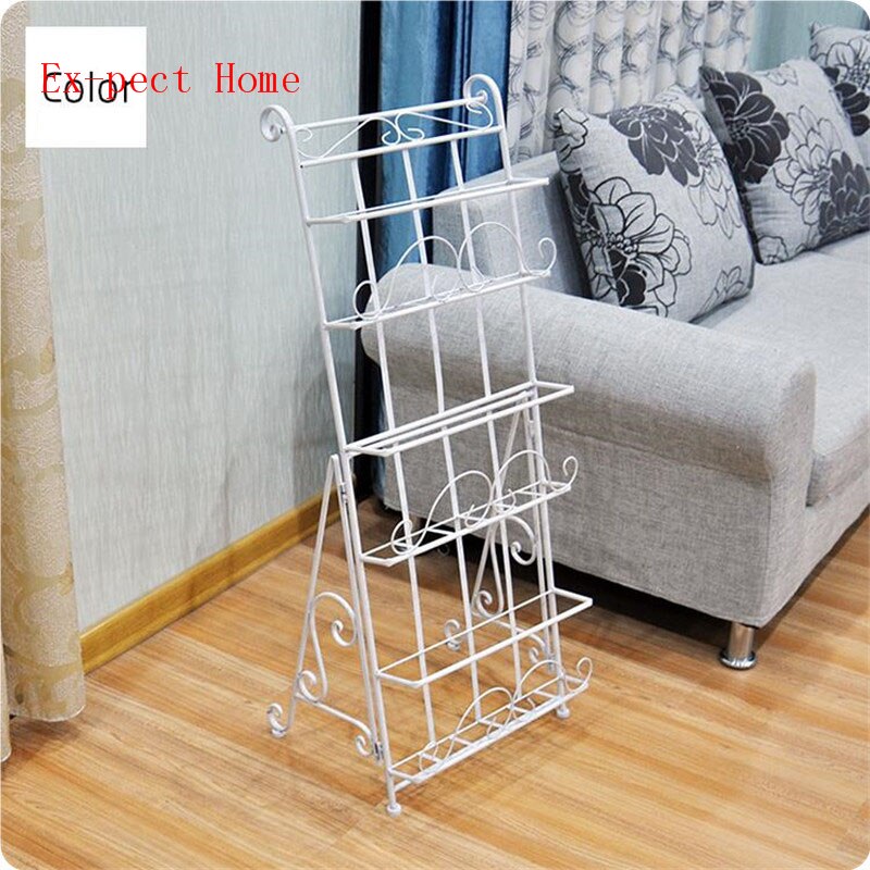 6pcs Vintage Three-layer Metal Iron Magazine Rack Books Floor Steel Shelf Stereo Hall Newspaper Display Shelf