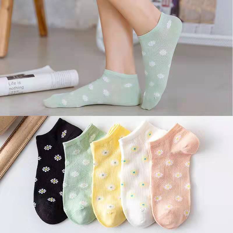 5 Pairs Pack Sports Casual Cotton Woman Socks Cartoon Cute Fruit Cat Printing Socks Japanese Fashion Letters Heart Kawaii Socks