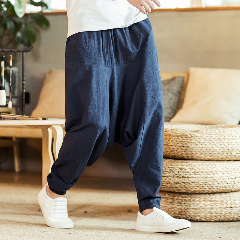 Harem Pants Men Solid Loose Casual Mens Korean Style Cotton Plus Size Sweatpants Hot Sale Male Trousers 2021 New