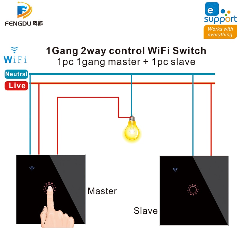 WiFi Smart 2 Way Switch EU US 1 2 3 Gang Glass Wall Touch Switches eWeLink Remote Control Alexa Google Home Compatible