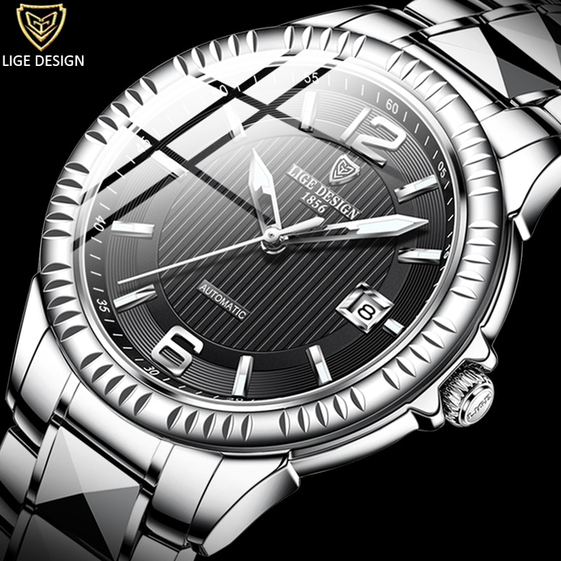 LIGE Top Brand Luxury Automatic Mechanical Anti-vibration Clocks Stainless Steel Waterproof Sports Luminous Men Watch Tourbillon