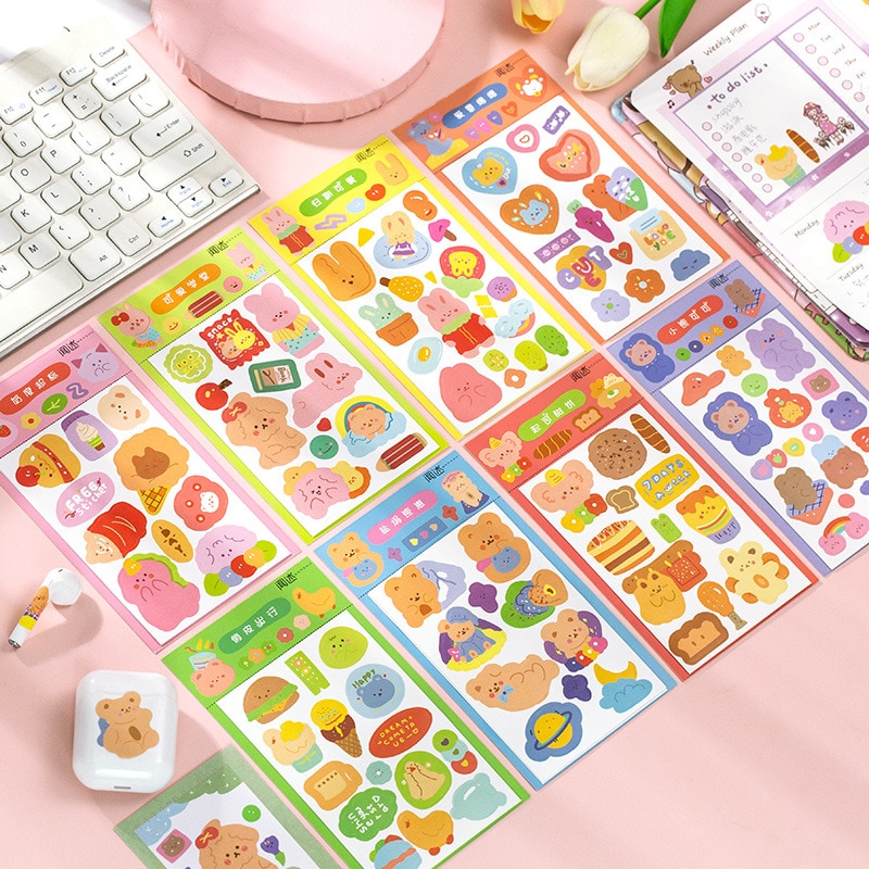 Mohamm 2Pc Sweety Series Cute Creative Decorative Stickers Planner DIY Materials Scrapbooking Stationary School Supplies