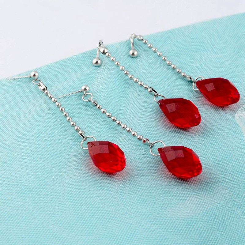 1 Pair Anime Kurapika Earring Stud Dangle Cosplay Prop Handmade Red 2021