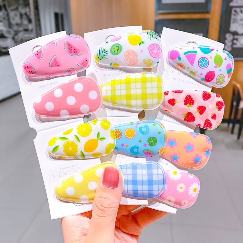 5pcs Girls Cute Fruit Colorful Hairpins Children Sweet Hair Clip Barrettes Headband Kids Fashion Hair Accessories Baby Bb Clip