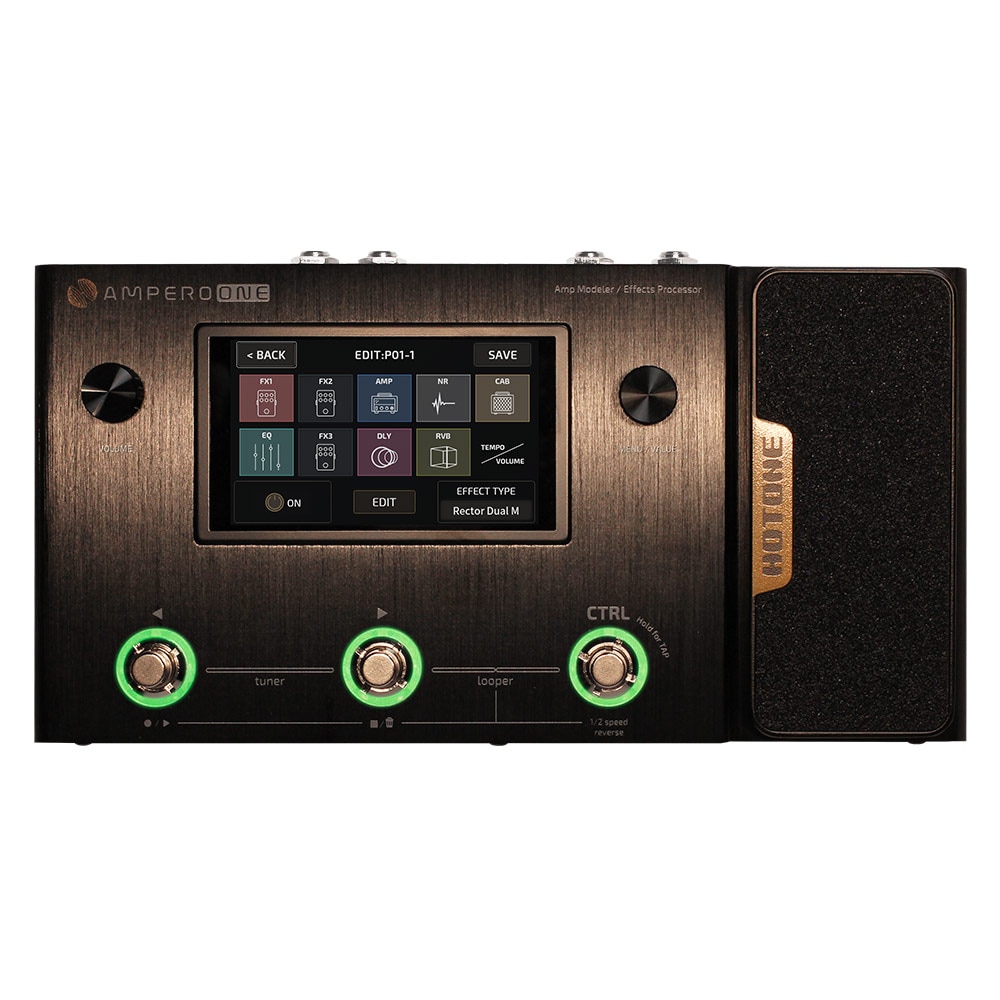 Hotone Ampero One Guitar Bass Amp IR Cabinets Multi Language Effects Expression Pedal Stereo OTG USB Audio Interface