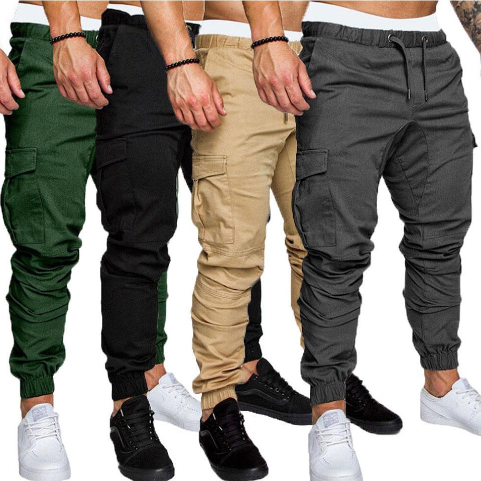 ZITY Cargo Pants Men Sweatpants Gyms Fitness Workout Solid Man Tactical Pants Joggers Mens Multi-Pocket Sportswear Trousers