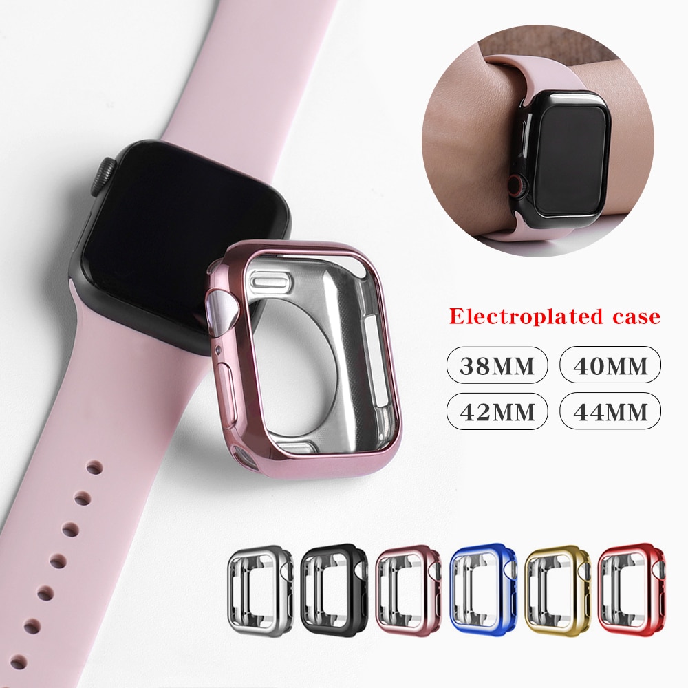 Watch case ultra-thin plated watch case for Apple 4 3 2 1 42MM 38MM soft transparent TPU cover for iWatch 5 44MM 40MMaccessories