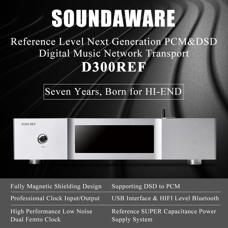 Soundaware D300REF Reference Level Next Generation PCM&DSD Digital Network Transport USB Interface Femto Clock Hifi Music Player