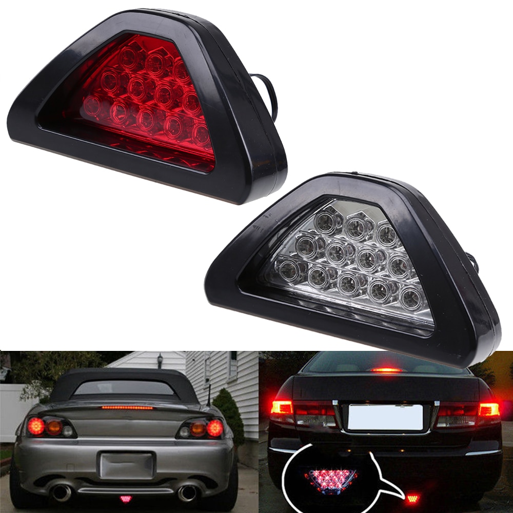 Universal Brake Signal Lamp F1 Style Triangle Sporty 12LED Rear Fog Light “Tail Third Brake Lamp ” DRL For JDM BBA