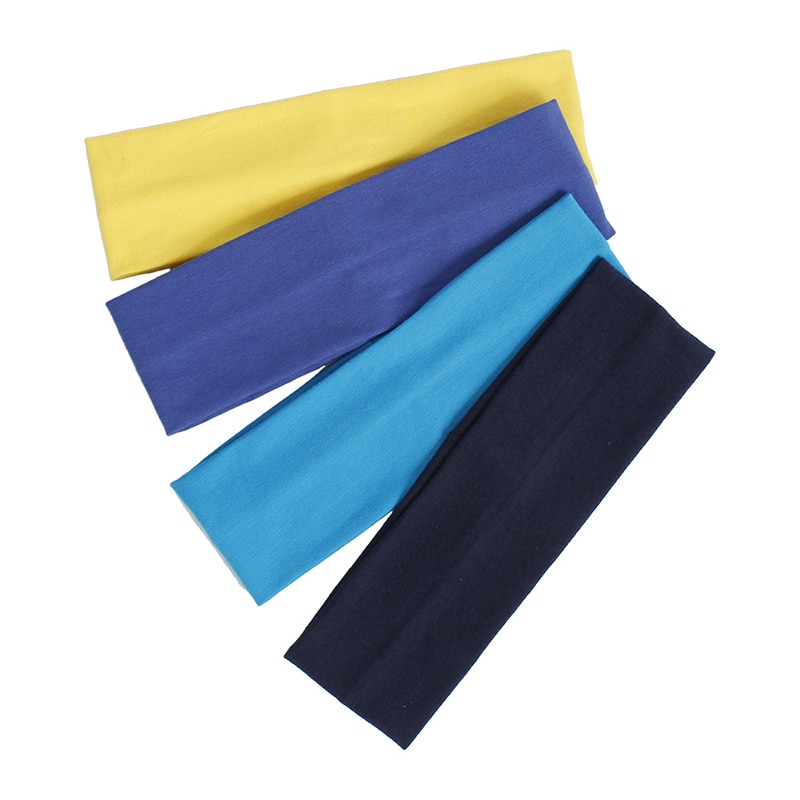 Popular Solid Color Cotton Headband Wide Turban Sport Sweatband Women Outdoor Fitness Elastic Hairband Yoga Hair Accessories New