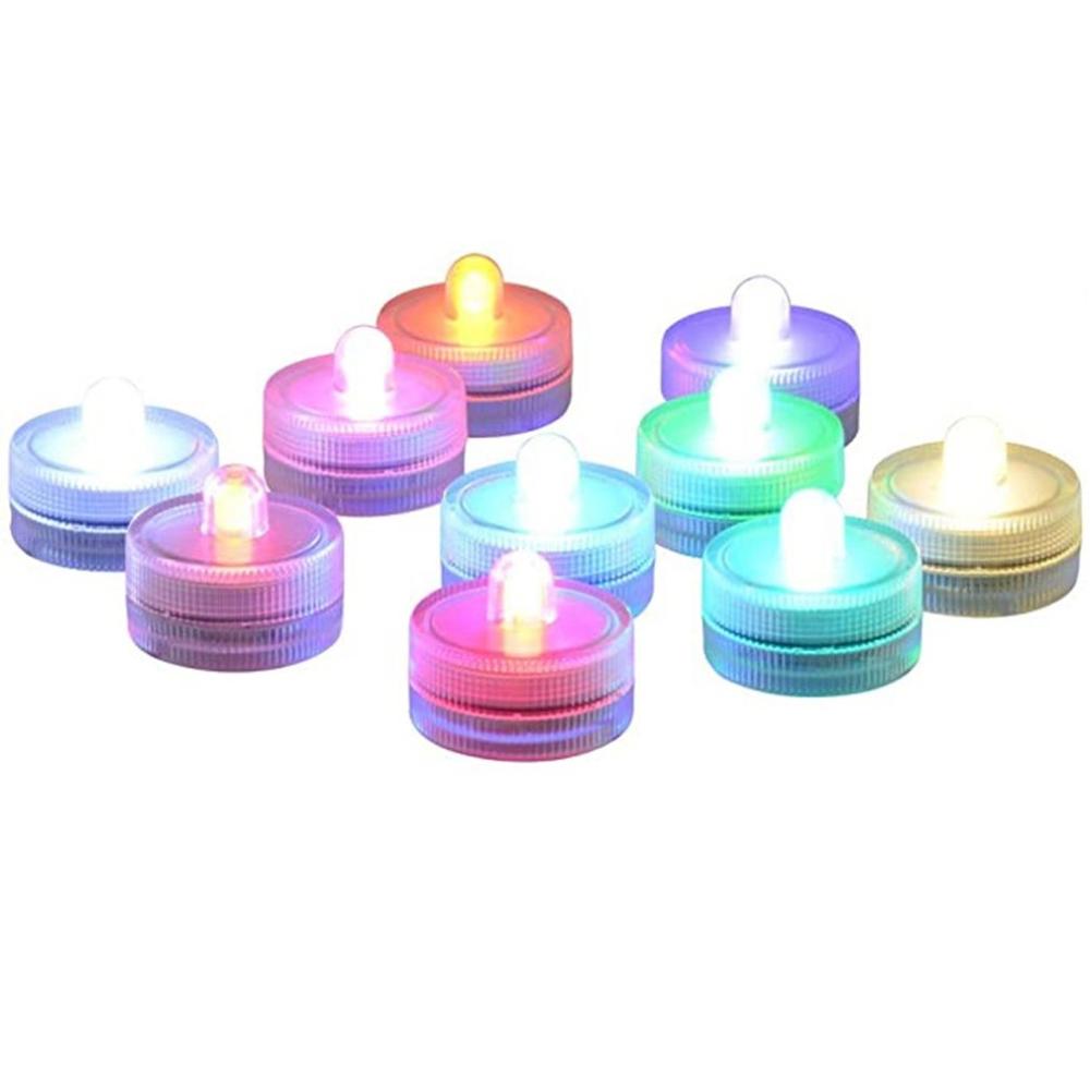 12Pcs 3 Colors Led Waterproof Electronic Candle Light Diving Light Round Home Decoration Props Creative Birthday Widding