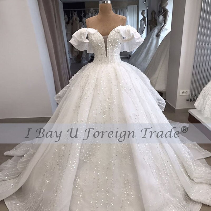 Vintage Off Shoulder France Wedding Dresses 2021 Bridal Ball Gowns Full Beading Wedding Dress High Qual