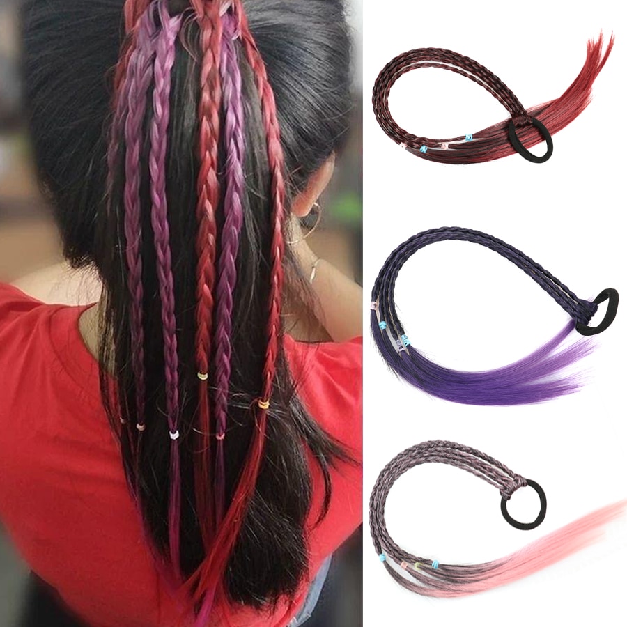 Braid Hair Elastic Hairband Colourful for Girls Women Princess Hair Bands Ties Ponytail Holder Rubber Bands Hair Accessories